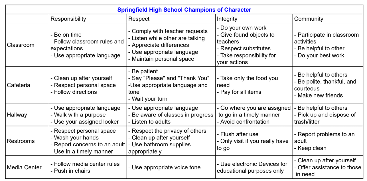 PBIS MATRIX